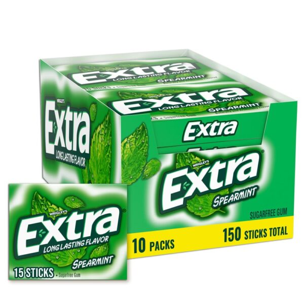 Extra Gum Spearmint 15 Ct, Pack of 10
